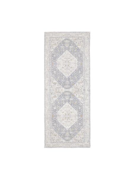 Ručne tkaný ženilkový behúň Neapel, Svetlomodrá, krémová, sivobéžová, Š 80 x D 200 cm