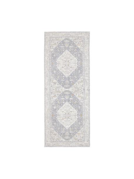 Ručne tkaný ženilkový behúň Neapel, Sivomodrá, krémovobiela, Š 80 x D 200 cm