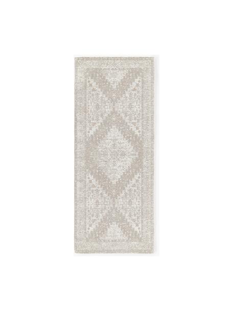Ručne tkaný ženilkový behúň Neapel, 100 % polyester, Sivomodrá, krémovobiela, Š 80 x D 200 cm