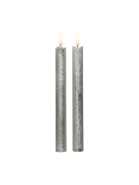 Stolní LED svíčky Bonna, 2 ks, Vosk, Stříbrná, Ø 2 cm, V 24 cm