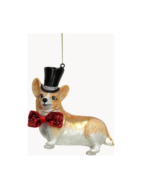 Kerstboomhanger Dog, Glas, Goudkleurig, wit, B 10 cm x H 10 cm