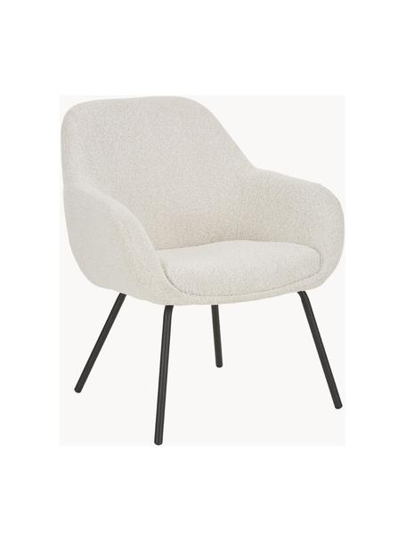 Bouclé koktejlové křeslo Nava, Krémově bílá, černá, Š 72 cm, H 68 cm