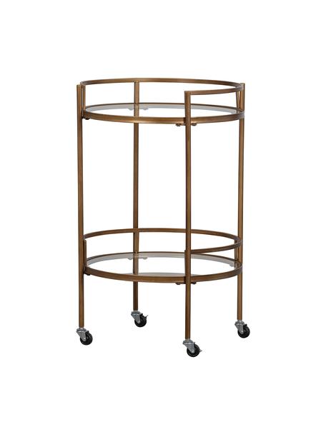 Carrello da portata rotondo in vetro con finitura anticata Zora, Struttura: metallo verniciato a polv, Ottonato, Ø 50 x Alt. 79 cm
