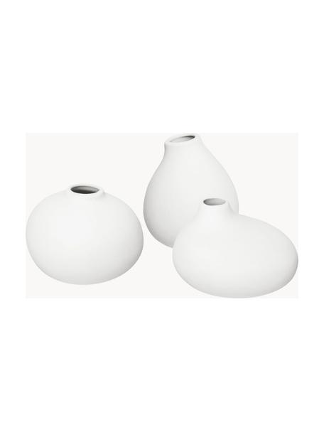 Kleine Porzellan-Vasen Nona, 3er-Set, Porzellan, Off White, Set mit verschiedenen Größen