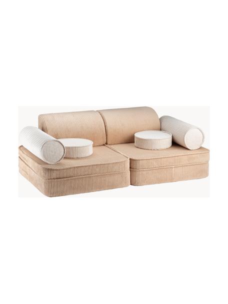 Sofa dla dzieci Sugar, Tapicerka: sztruks (100% poliester) , Beżowy sztruks, kremowobiały, S 132 x G 79 cm