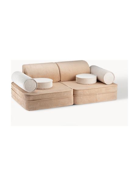 Modulares Kinder-Spielsofa Sugar aus Cord, Bezug: Cord (100 % Polyester) au, Cord Beige, Cremeweiß, B 132 x T 79 cm