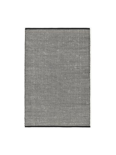 Tapis en laine tissé main Amaro, Noir, blanc crème, larg. 120 x long. 180 cm (taille S)