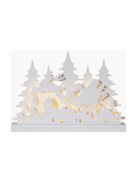 Osvětlená vánoční dekorace s funkcí časovače Grandy, Dřevo, Dřevo, lakováno bílou barvou, Š 42 cm, V 30 cm