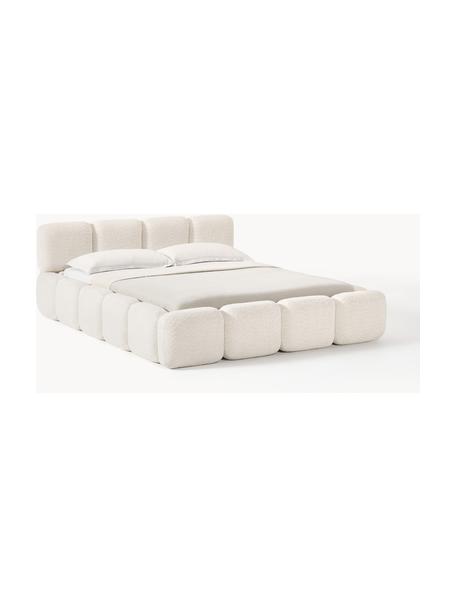 Buklé čalúnená posteľ Tayla, Buklé lomená biela, Š 160 x D 200 cm