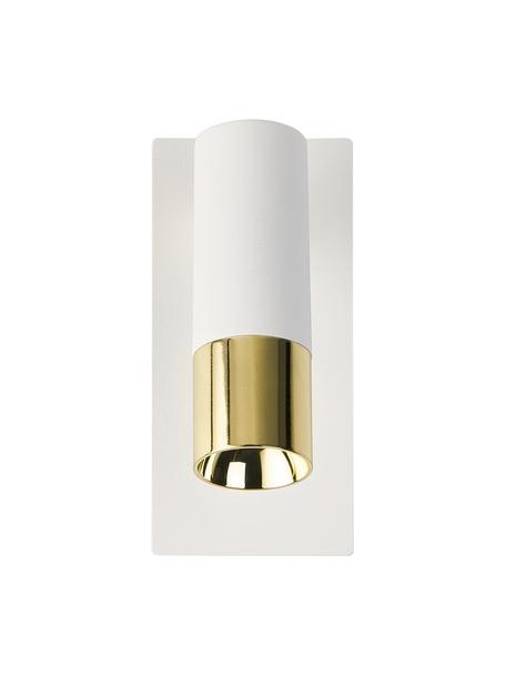 Verstellbarer LED-Wandstrahler Bobby in Weiss-Gold, Lampenschirm: Metall, pulverbeschichtet, Weiss, B 7 x H 15 cm