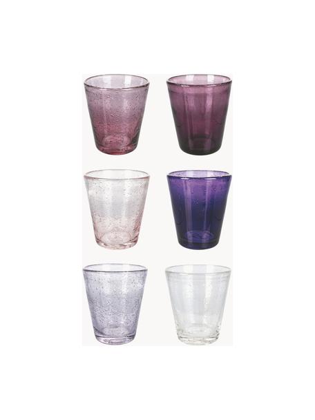 Set 6 bicchieri per acqua con bolle d'aria decorative Cancun, Vetro, Tonalità viola, Ø 9 x Alt. 10 cm, 330 ml