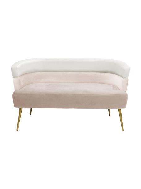 Divano retrò 2 posti in velluto Sandwich, Rivestimento: velluto di poliestere, Piedini: metallo verniciato a polv, Velluto tonalità beige, Larg. 125 x Prof. 64 cm