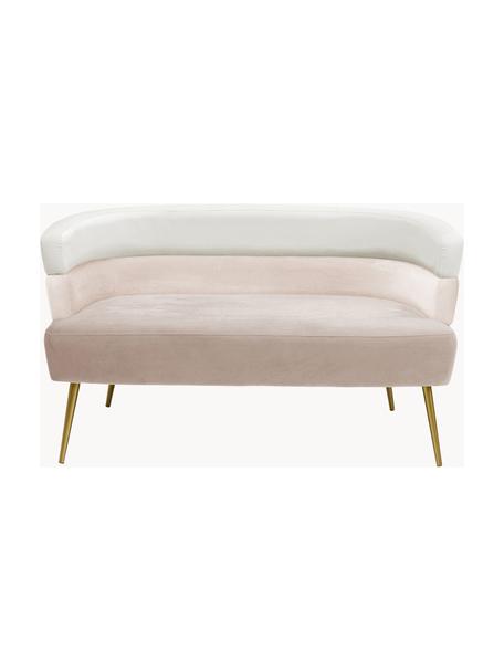 Samt-Sofa Sandwich (2-Sitzer) im Retro-Design, Bezug: Polyestersamt, Füße: Metall, pulverbeschichtet, Samt Beigetöne, Goldfarben, B 125 x T 64 cm