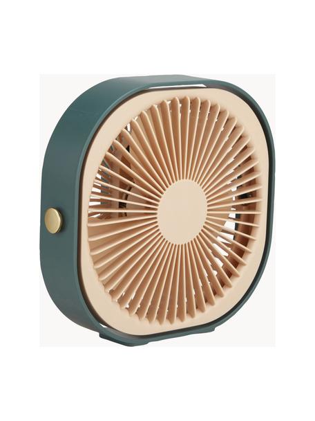 Mobilní stolní ventilátor Fantastic, Umělá hmota, Tmavě zelená, světle béžová, Š 20 cm, V 20 cm