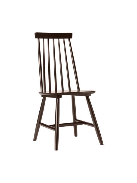Windsor-Holzstühle Milas in Dunkelbraun, 2 Stück, Kautschuckholz, lackiert, Braun, B 52 x T 45 cm