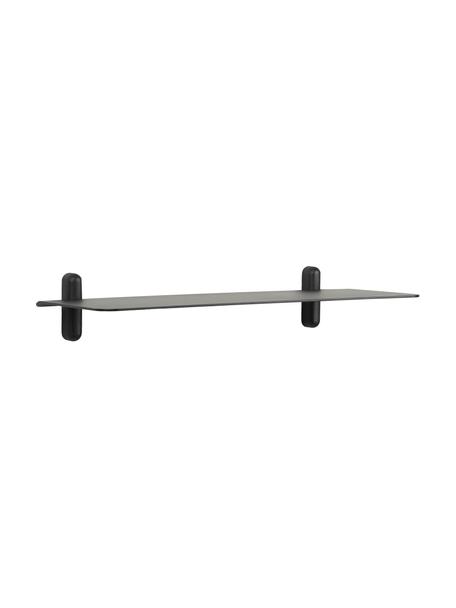 Wandrek Nivo, Plank: gecoat staal, Frame: essenhout, Zwart, B 64 x H 8 cm