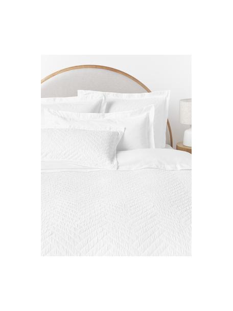 Baumwoll-Bettdeckenbezug Jonie mit strukturierter Oberfläche und Stehsaum, Weiß, B 240 x L 220 cm