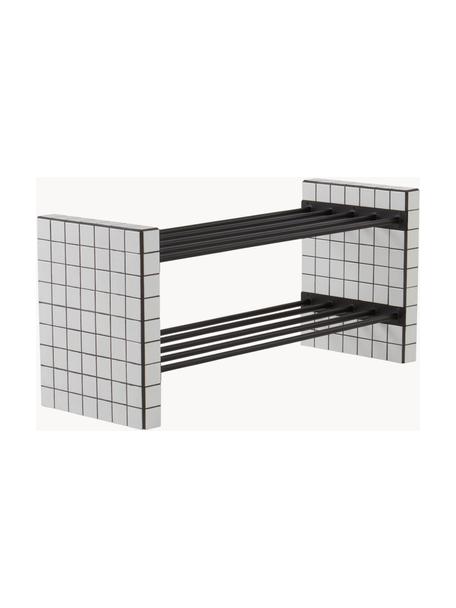 Zapatero con azulejos Kerreville, Estructura: metal, con pintura en pol, Blanco, negro, An 100 x Al 36 cm