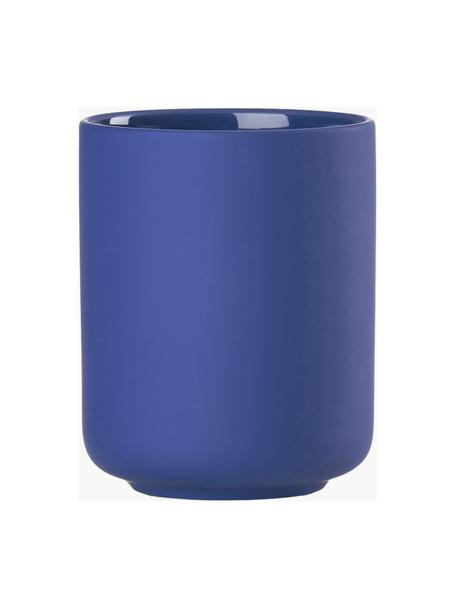 Vaso cepillo de dientes suave Ume, Gres cubierto con una superficie de tacto suave (plástico), Azul real, Ø 8 x Al 10 cm