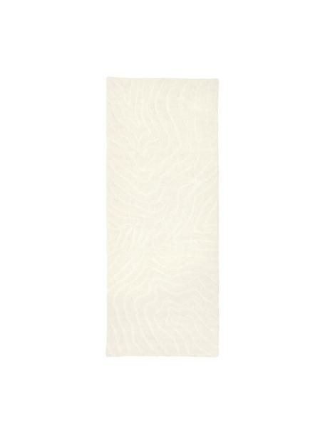 Tapis d'entrée en laine tufté main Aaron, Blanc crème, larg. 80 x long. 200 cm