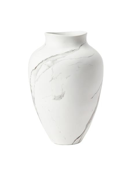 Große handgefertigte Vase Latona aus Steingut, Steingut, Weiß,Grau, Ø 21 x H 30 cm