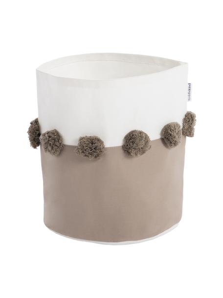 Kosz do przechowywania z pomponami Tan, 100% bawełna, Brązowy, biały, Ø 22 x W 25 cm
