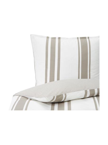 Pruhovaná obojstranná posteľná bielizeň z organickej bavlny Kinsley, Béžová, biela, 135 x 200 cm + 1 vankúš 80 x 80 cm