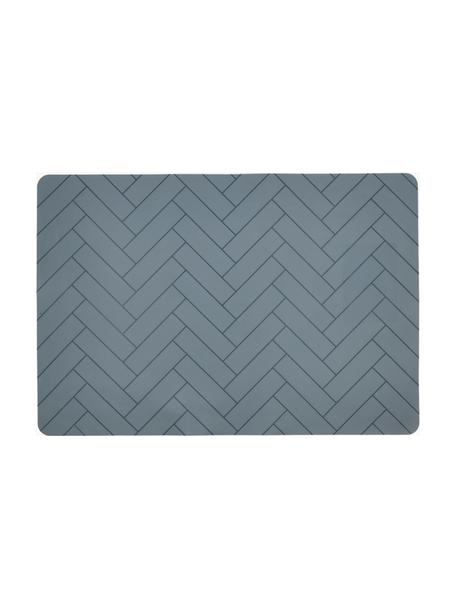 Set de table en silicone Tiles, Silicone, Gris-bleu, larg. 33 x long. 48 cm