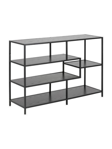 Regał z drewna i metalu Seaford, Stelaż: metal malowany proszkowo, Czarny, S 114 x W 78 cm