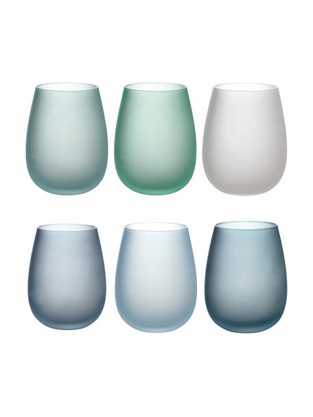 Wassergläser Happy Hour, 6er-Set, Glas, Blautöne, Ø 7 x H 11 cm