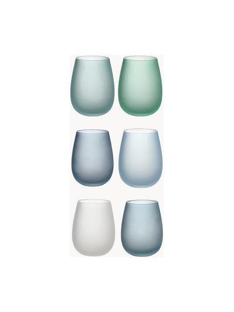 Vasos de colores Happy Hour, 6 uds., Vidrio, Tonos azules y verdes, Ø 7 x Al 11 cm, 500 ml