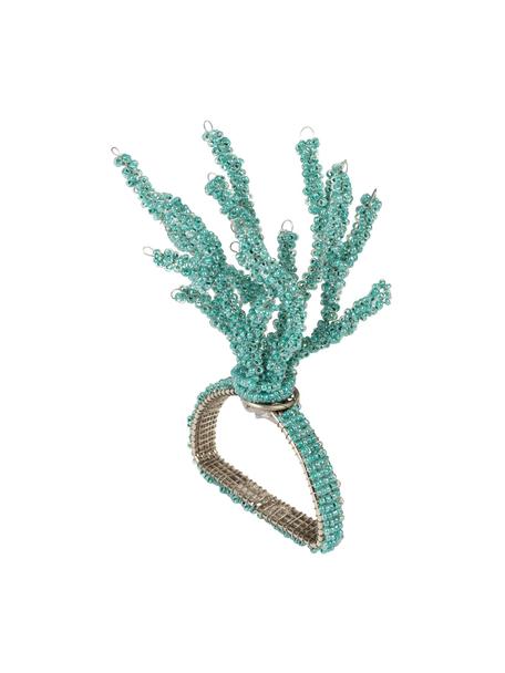 Rond de serviette de table Estran, 2 pièces, Métal, Turquoise, larg. 6 x haut. 12 cm