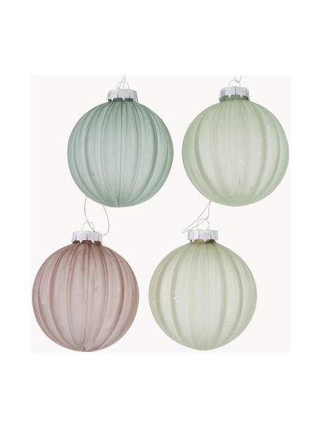 Set de bolas de Navidad artesanales Bente, 12 uds., Tonos verdes, beige, plateado, Ø 8 cm