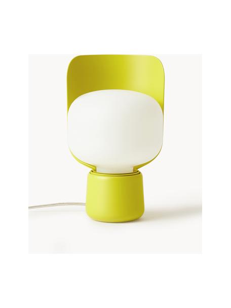 Lámpara de mesa artesanal pequeña Blom, Pantalla: plástico, Estructura: metal recubierto, Cable: plástico, Blanco, verde claro, Ø 15 x Al 24 cm