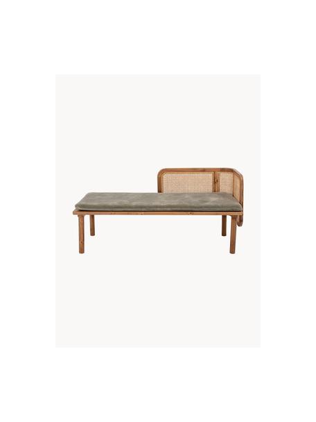 Dagbed Felucca van teakhout, Bekleding: fluweel (100% polyester), Frame: teakhout, Fluweel olijfgroen, teakhout, B 69 x L 153 cm