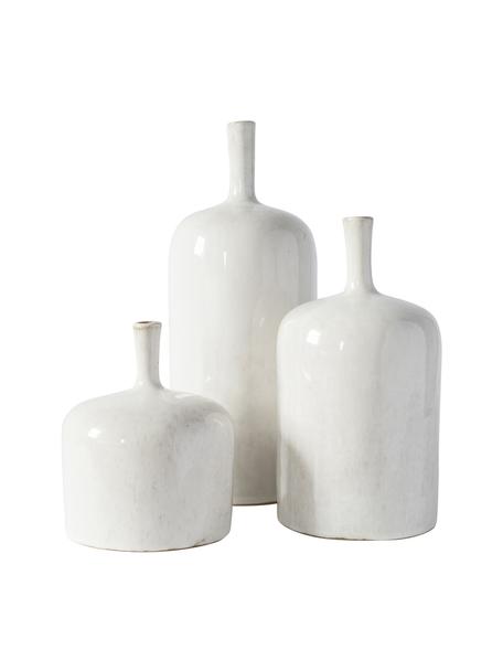 Ensemble de vases à bouteilles Vormark, 3 élém., Céramique, Blanc, Lot de différentes tailles