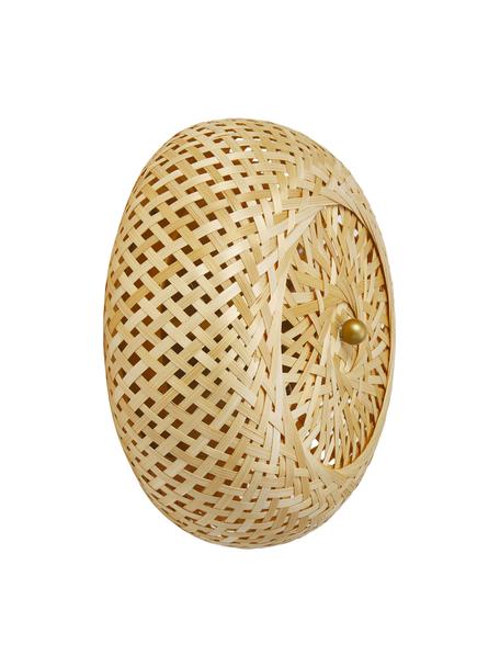Applique design bambou naturel Evelyn, Brun clair, couleur dorée, Ø 25 x prof. 10 cm