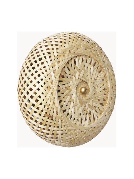 Design Wandleuchte Evelyn  aus Bambus, naturbelassen, Lampenschirm: Bambus, Hellbraun, Goldfarben, Ø 25 cm, T 10 cm