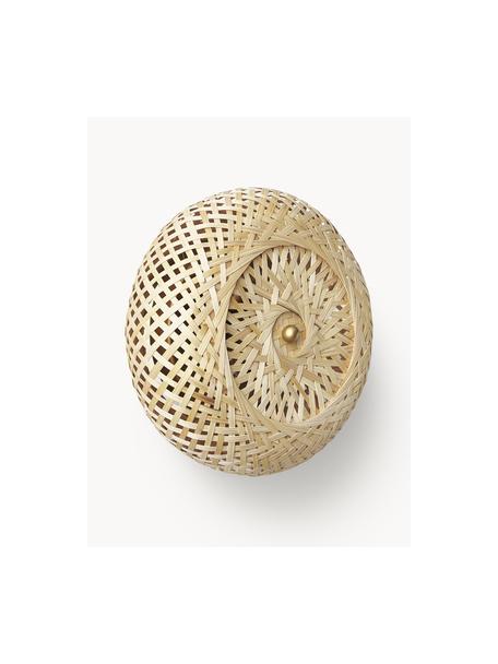 Dizajnová nástenná lampa z bambusu Evelyn, Svetlohnedá, odtiene zlatej, Ø 25 cm, H 10 cm