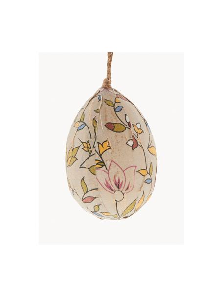 Handbemalte Oster-Hängedekorationen Essilia mit floralem Motiv, 3 Stück, Kunststoff, Beige, Ø 5 x H 5 cm