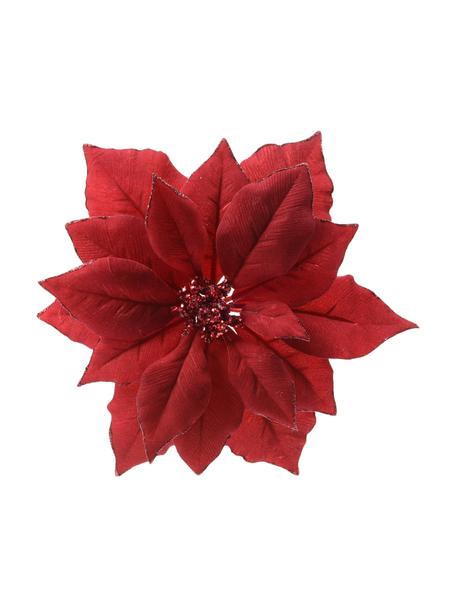 Baumanhänger Poinsettia in Rot, 2 Stück, Polyester, Rot, Ø 24 x H 7 cm