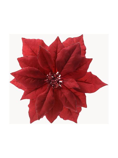 Décorations de sapin de Noël Poinsettia, 2 pièces, Polyester, Rouge, Ø 24 x haut. 7 cm