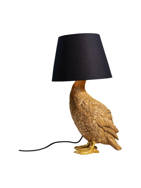 Grosse Design Tischlampe Duck, Lampenschirm: Baumwolle, Goldfarben, Schwarz, B 31 x H 58 cm