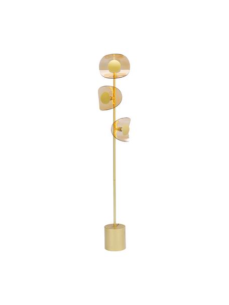 Stehlampe Mariposa aus Glas und Metall, Lampenschirm: Glas, Goldfarben, Ø 25 x H 160 cm