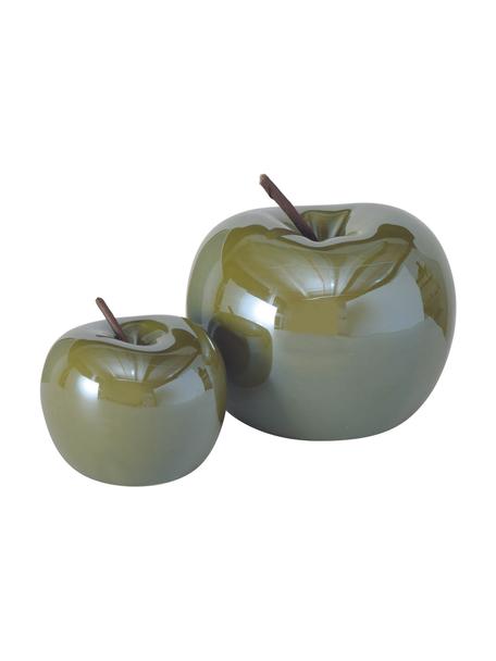Pomme décorative verte Perly, 2 élém., Dolomie, Vert, brillant et mat, Lot de différentes tailles