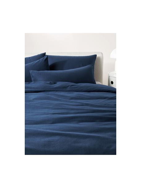 Housse de couette en flanelle Biba, Bleu foncé, larg. 140 x long. 200 cm