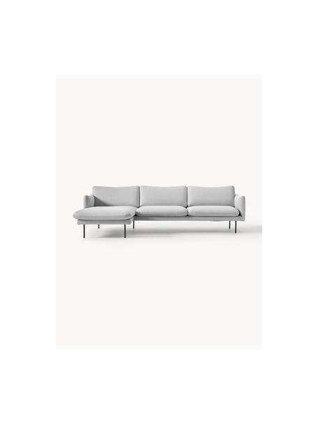 Ecksofa Moby, Bezug: Polyester Der hochwertige, Gestell: Massives Kiefernholz, Webstoff Hellgrau, B 280 x T 160 cm, Eckteil links