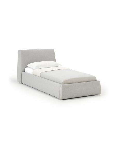 Eenpersoonsbed Cloud, Bekleding: fijn gestructureerde gewe, Poten: gelakt hout Het materiaal, Geweven stof lichtgrijs, B 90 x L 200 cm
