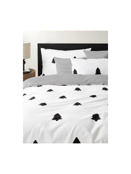 Funda nórdica doble cara de franela invernal Noan, Negro, blanco, Cama 150/160 cm (240 x 220 cm)