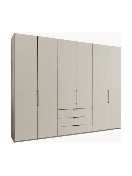 Drehtürenschrank Monaco, 6-türig, Korpus: Holzwerkstoff, foliert, Griffe: Metall, beschichtet, Beige, B 295 x H 216 cm